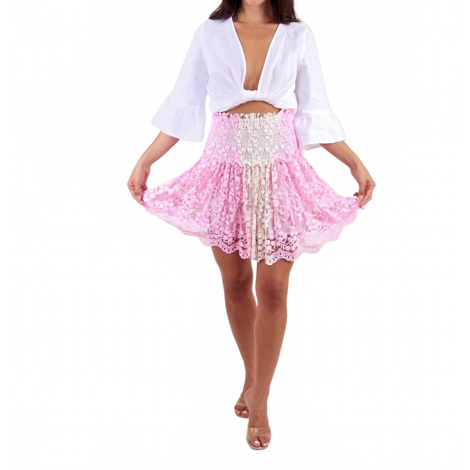 New Les Nobourgeoises Lea Mini Skirt In Pink Lace